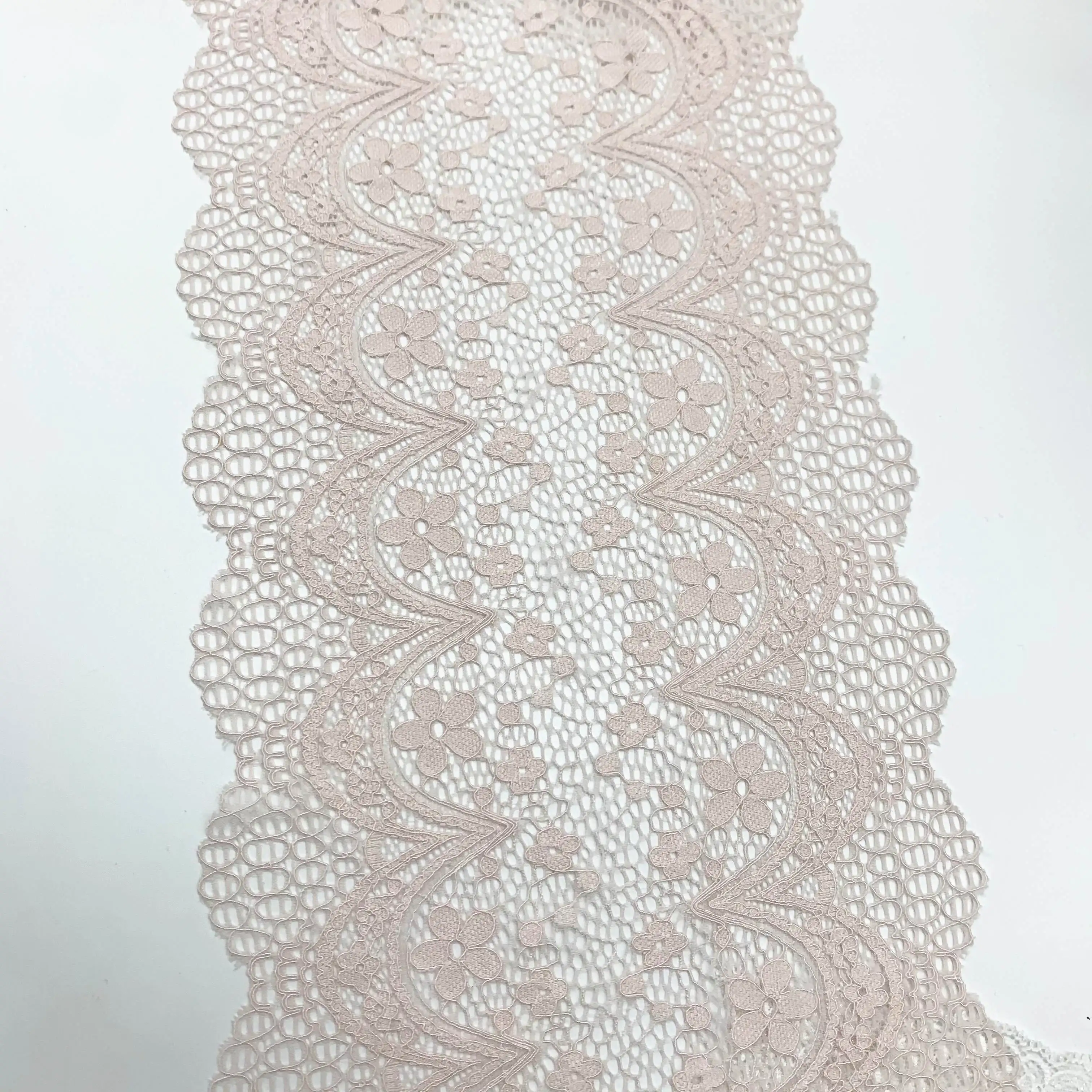 3M/lot Width 7 7/8 inch (20cm) Pale PinkStretch Lace Trimming 5