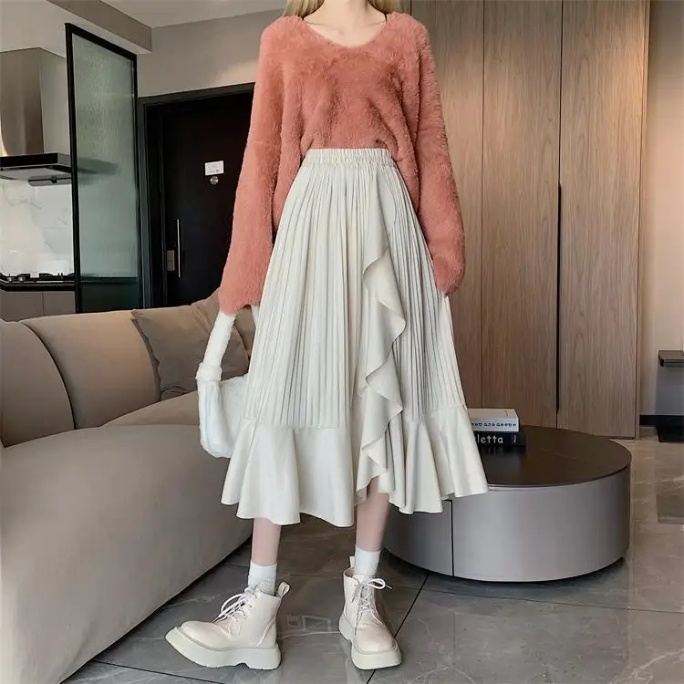 Ruffles Skirts Free Shipping Women Pleated Soft Tender Female High Waist Autumn Newest Clothes Students Daily Faldas Skirt tutu skirt