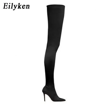 Eilyken Stivali elasticizzati elastici alti sopra il ginocchio da donna Stivali lunghi con calzino sexy con tacco sottile Mujer 1