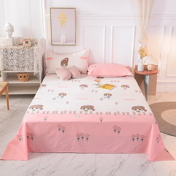 

100% Cotton flat sheets king size pretty flower love bed sheets twin queen size bed lines multicolor grids bed sheet Colorful