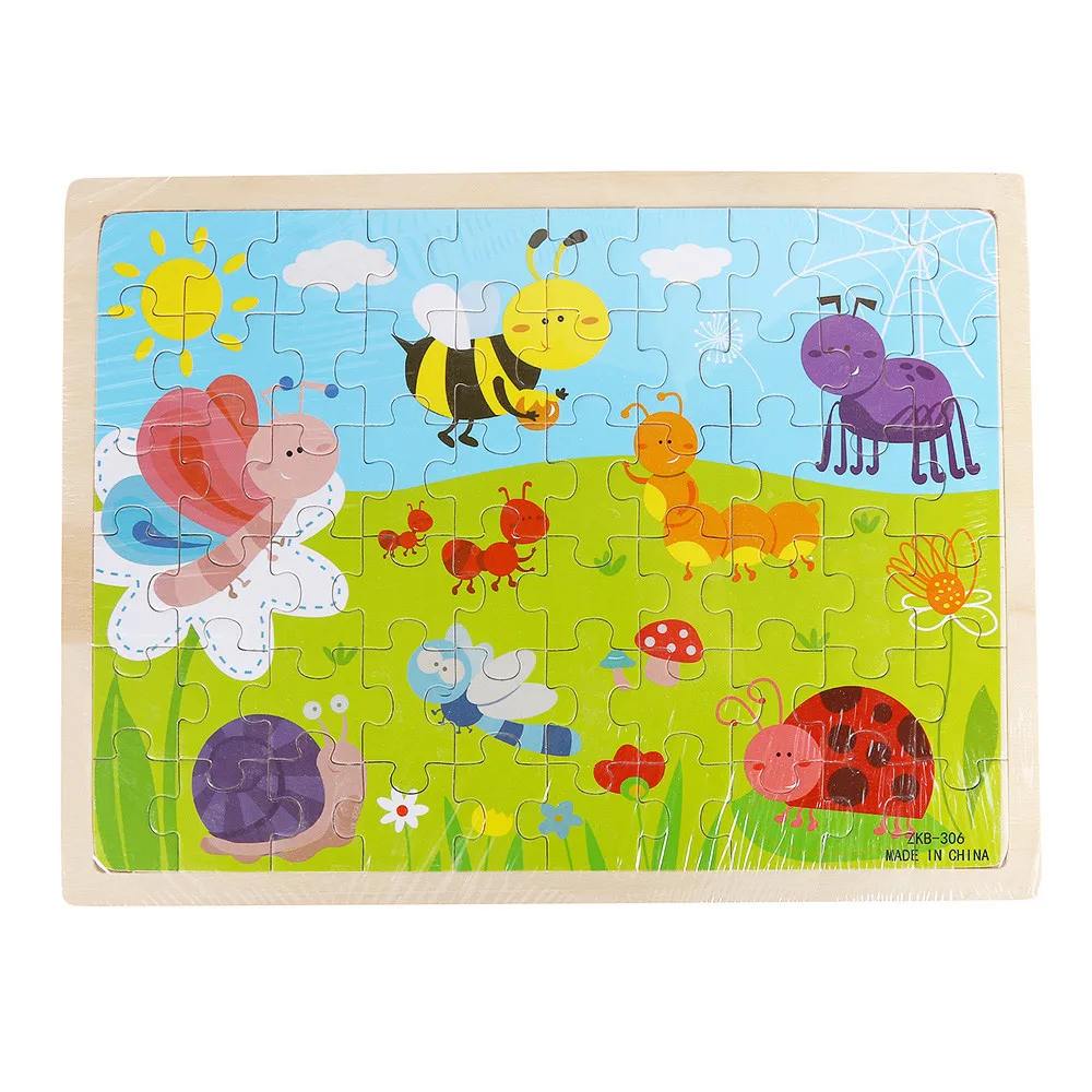 Wooden Jigsaw Puzzles Toys Cartoon Animals Educational Toys For Children Exquisite Fun jigsaw puzzle Holiday Gift #B