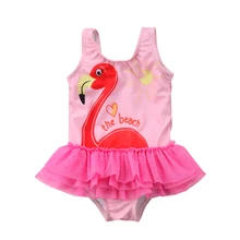 1-6T Kids Baby Girls Bikini Swan Lace Skirts Tankini Swimwear Swimsuit Bathing Beachwear