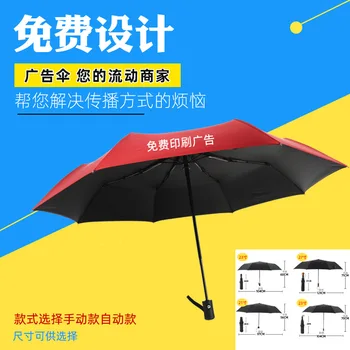 

Advertising Umbrella 8 Bone Three Fold Rain Or Shine Dual Purpose Advertising Umbrella Fully Automatic UV-Protection Gift Paraso