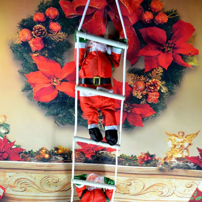 Милый музыкальный Рождественский Санта-Клаус, электрическая подвесная лестница, украшение для рождественской елки, Новогоднее украшение, детский подарок - Цвет: 40cm 2 person