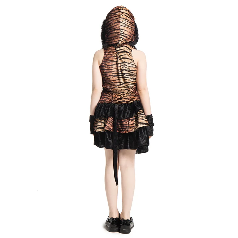 Cute Jungle Tiger Costume Cosplay Girls Children Animal Dress Up Suit Halloween Costume For Kids