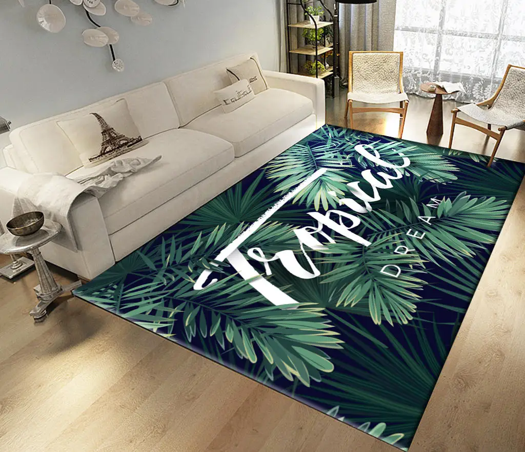 Vintage Plant Leaf Area Rug For Living room Bedroom Door Nordic Mat Carpet Bedroom Kitchen Floor Mats White Large Rug vloerkleed - Цвет: 23