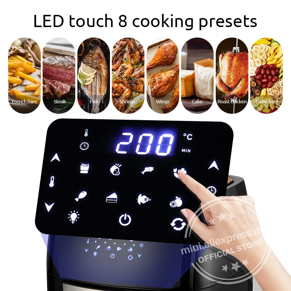 MIUI 10L/12.7QT электрическая воздушная фритюрница печь Turbostar Rotisserie Dehydrator светодиодный