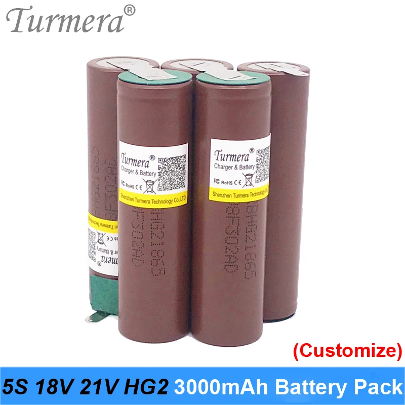 Аккумулятор Turmera 18650 для отвертки 18 в сварочный аккумулятор HG2 30A 3000 мАч и пылесоса