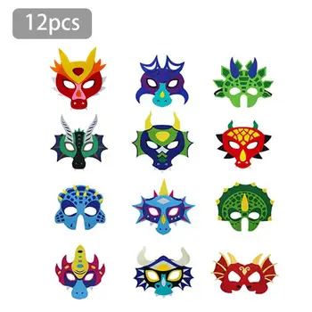 

12 Piece/lot Halloween Felt Dragon Mask Boy Girl Dinosaur Themed Party Mask Halloween Costume Photo Booth Decorations Props