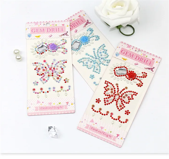 8  Flat-back Beads Rhinestones Stickers For Phone Shell Nail Sticker Diy Jewelry Marking Butterfly Pattern Colorful Crystal Sticker