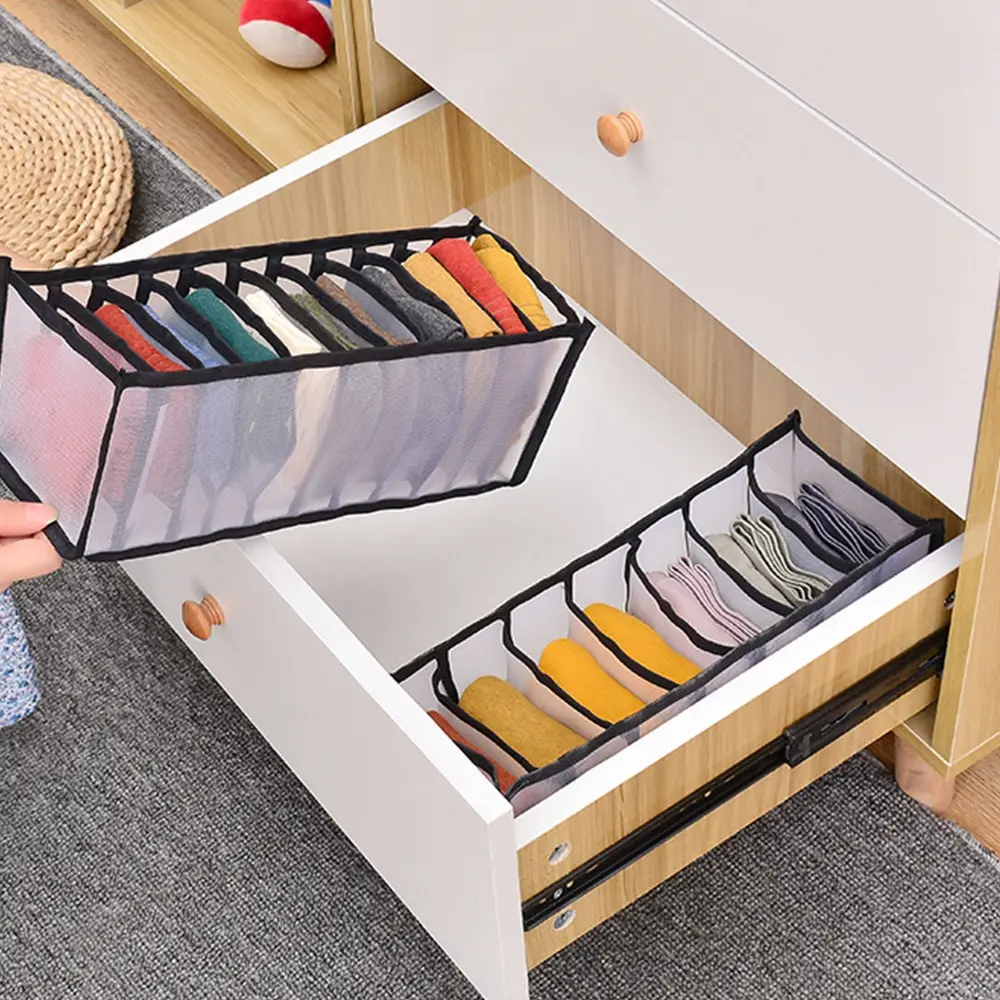 Dormitory closet organizer for socks home separated underwear storage box 11 grids bra organizer foldable drawer