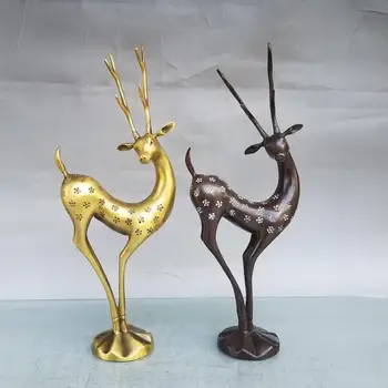 

Home Decor 16" Chinese Seikos Brass Sika deer statue Cervus nippons Buddha statue Sika deer vertebrate