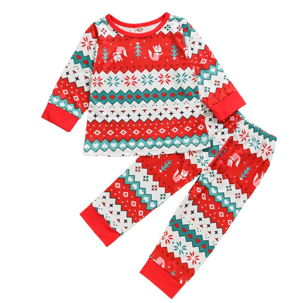 ARLONEET/Рождественский комплект для маленьких девочек и мальчиков; Топы+ штаны; Рождественский Пижамный костюм с Сантой; повседневная одежда для сна; CO08
