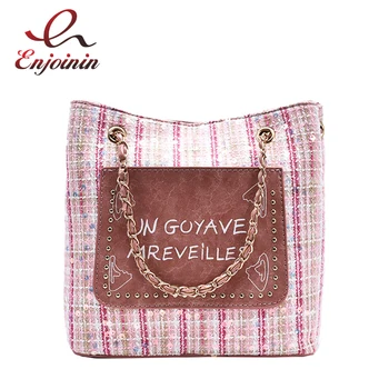 

Woolen Fabric Handbag for Women 2020 Winter Soft Tend Branded Shoulder Handbags Women's Travel Totes Lady Chain Hand Bag