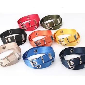 

2020 Long Personality Harajuku Women waist Belt Canvas Belts For Students Fashion Waist Belts Tide Silver Pin Buckle Jenas Belt