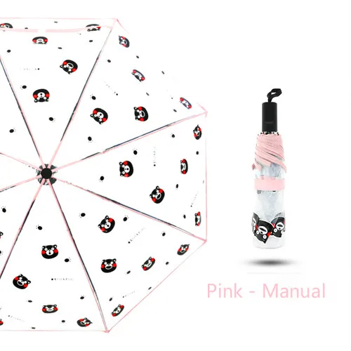 Pink - Manual Новая мода автоматическая 8 костей с рисунками героев мультфильма прозрачный зонт с медведем Для женщин ветрозащитный 3 складной зонт с рисунками героев мультфильмов для школьников; зонт - Цвет: Pink - Manual