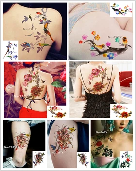 

Nu-TATY Waterproof Temporary Sticker Chinese Style Series Peony Plum Blossom Bamboo Bird Peacock Fashion Tattoo Stickers