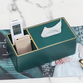 

Multi-function Leather Paper Box Desktop Remote Control Organizer Storage Box Household Home Storage FP8