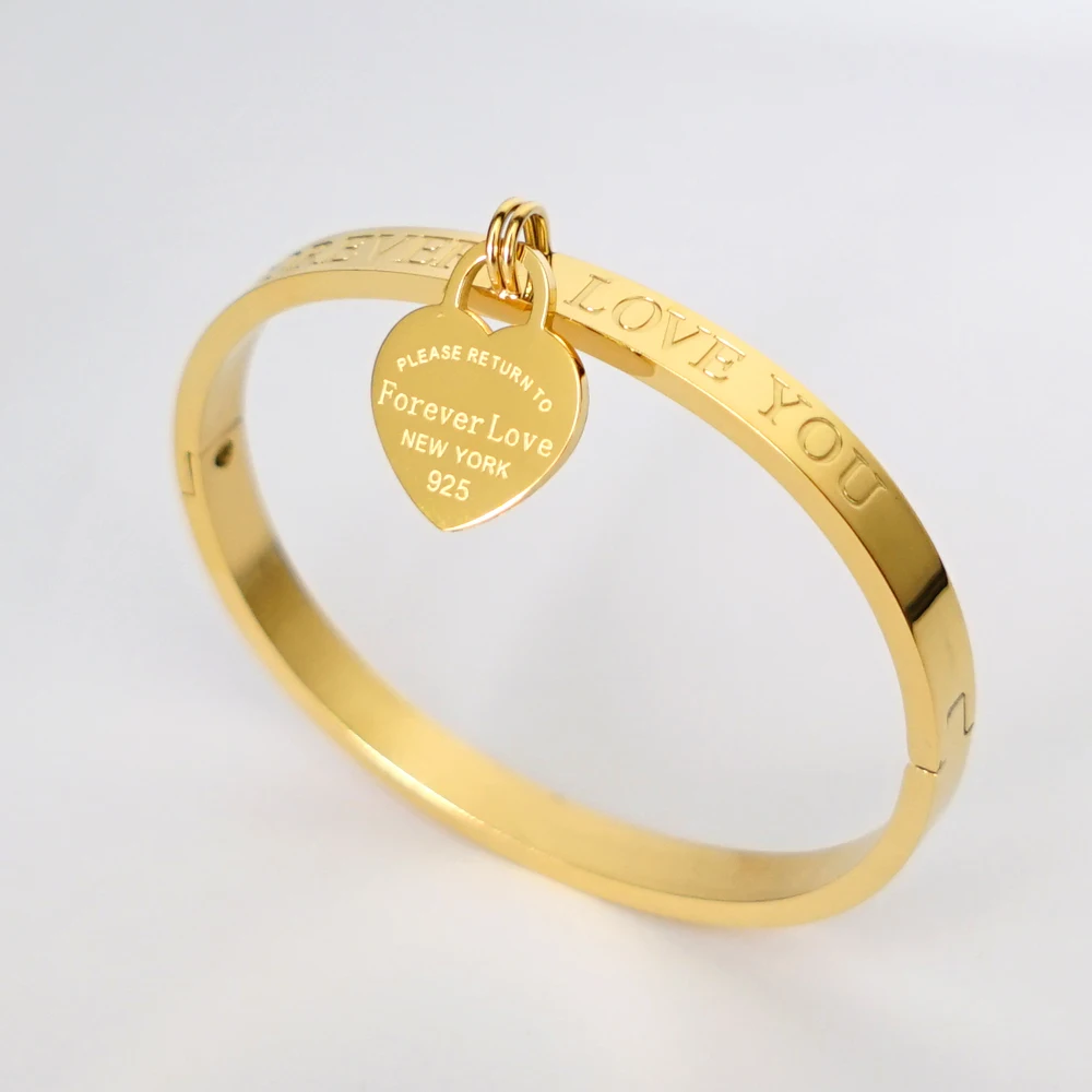 Высокое качество pulseira feminina, очаровательный браслет с сердечком, браслет для женщин, модный, нержавеющая сталь, роскошный бренд, ювелирное изделие, подарок - Окраска металла: 6mm-Gold-17cm