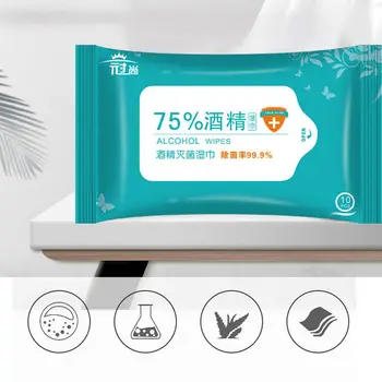 

10Pcs 75cm Alcohol Clorox Wet Wipes Disinfectant WipesAdult Kids Cotton Pad Disposable Hand-sterilized Wet Antibacterial Wipes