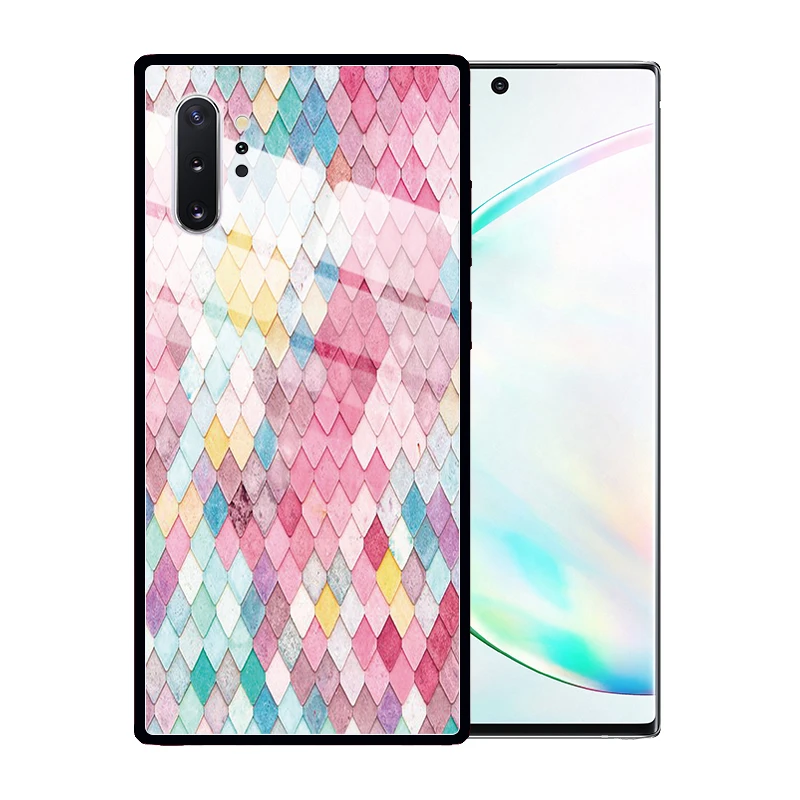 

Plaid Mermaid Luxury Tempered Glass Case Cover for Samsung Galaxy S10 Plus S10E S9 S8 Note 10 Plus 9 8 Coque Funda