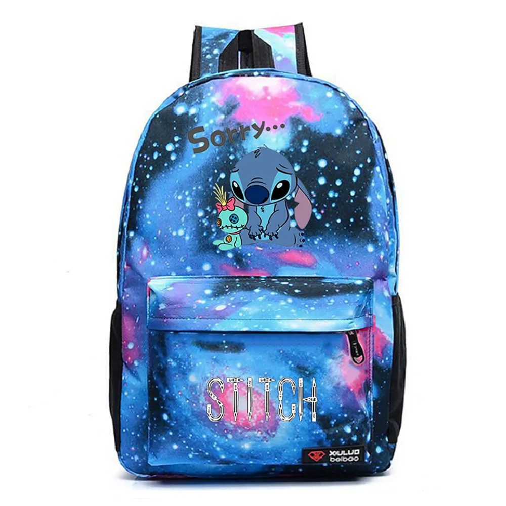 2021 New Disney Star Baby Stitch Printed Pattern School Bag Wild Backpack Creative Travel Bag Red White Student School  Backpack