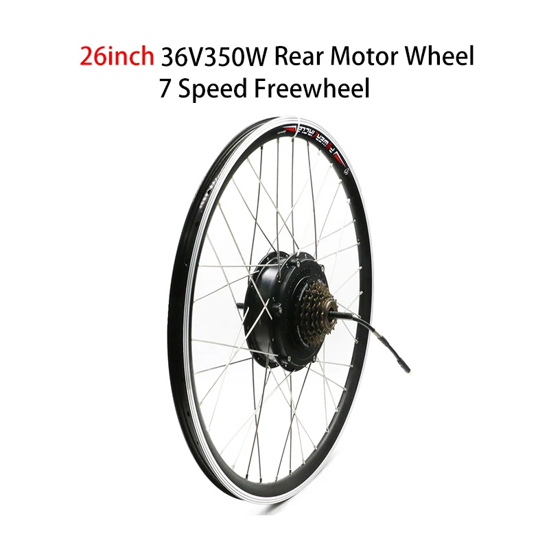 26inch 7 Speed 36V 350W колесо электродвигателя с 6/7 Freewheel задняя часть электровелосипеда двигатель 2" 24" 2" 700C 28" электрический велосипед набор преобразования для электрического велосипеда - Цвет: 26inch 7 Speed