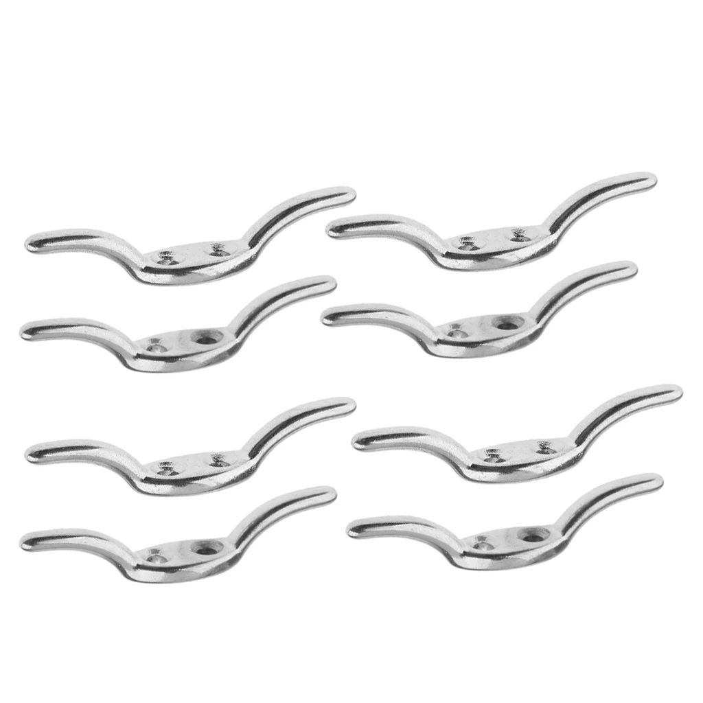 8 X Stainless Steel Rope Cleat Deck Mooring Marine Line Flag 67mm