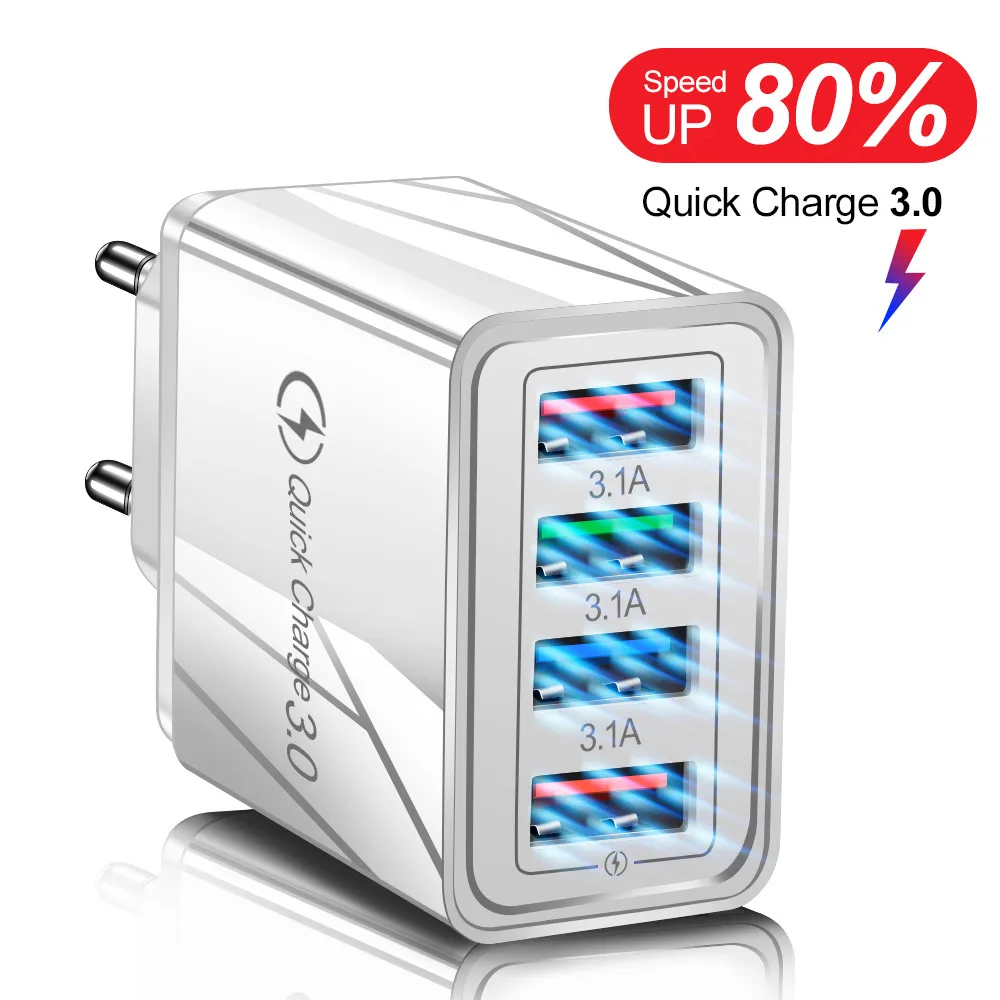 Quick Charger 3.0 EU USB For xiaomi Samsung s9 iPhone 12 Pro Huawei Mate 40 Tablet QC Fast Wall Adapter | Мобильные телефоны и