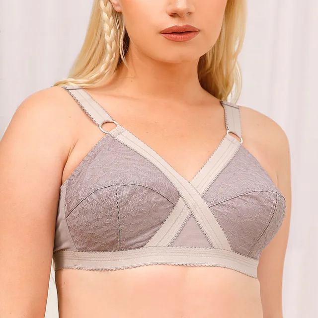 Ultra Thin Women Unlined Lace Sheer Full Coverage Plus Size Wireless Minimizer Bra Big Size A B C D DD E F 40 42 44 46 48 50 Auburn