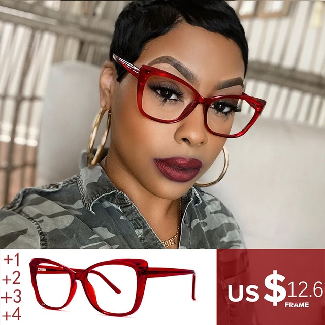 Gafas de lectura rojas para mujer, anteojos cuadrados Vintage para monturas de moda, gafas lectura graduadas ópticas de ojo de gato _ - AliExpress Mobile