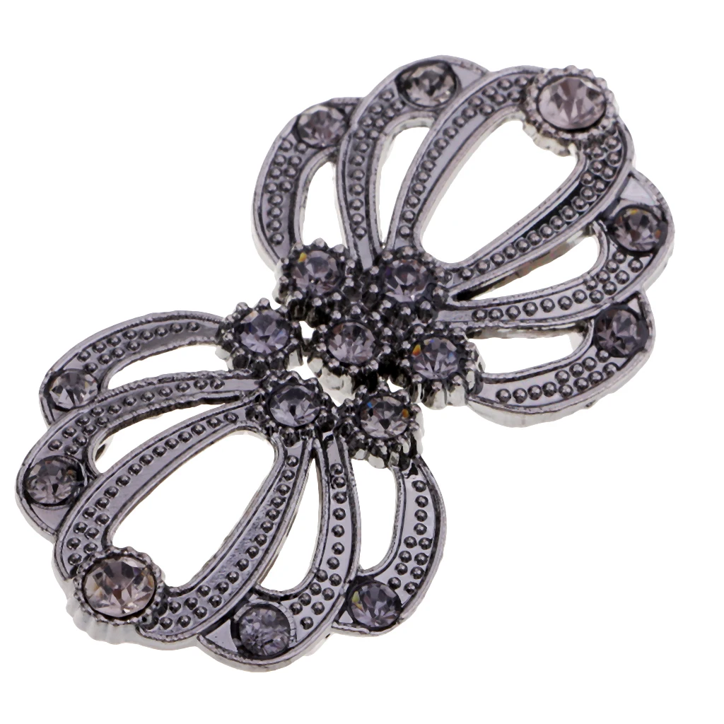 Grey Black 1 Set Vintage Crystal Rhinestone Wedding Closure Hook Eye& Clasp Sew On Buttons - Цвет: Grey Black