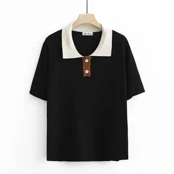 

2020 New Fashion Brand Summer Oversize Plus Size Tshirt Teeshirt T-shirt Casual Short Turn-down Collar