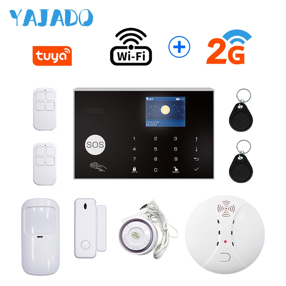 YAJADO Tuya WiFi GSM сигнализация 433 МГц беспроводная домашняя охранная пожарный детектор