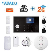 YAJADO Tuya WiFi GSM Alarm System 433Mhz Wireless Home Security Burglar Alarm Fire Smoke Detector Android&iOS APP Remote Control YAJADO Tuya WiFi GSM Alarm System 433Mhz Wireless Home Security Burglar Alarm Fire Smoke Detector Android&iOS APP Remote Control
