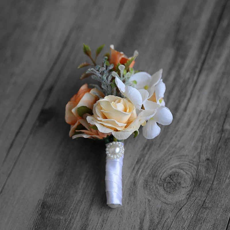 Корсаж-бутоньерка для жениха ручной работы свадебные корсажи для запястья невесты подружки невесты цветы лаванды корсажные броши - Окраска металла: 17