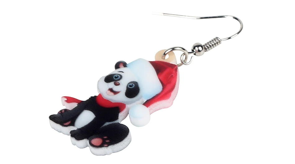 WEVENI акриловые рождественские Мультяшные серьги в виде панды длинные в виде капель Висячие милые животные ювелирные изделия для женщин девочек подростков шармы модные подарки