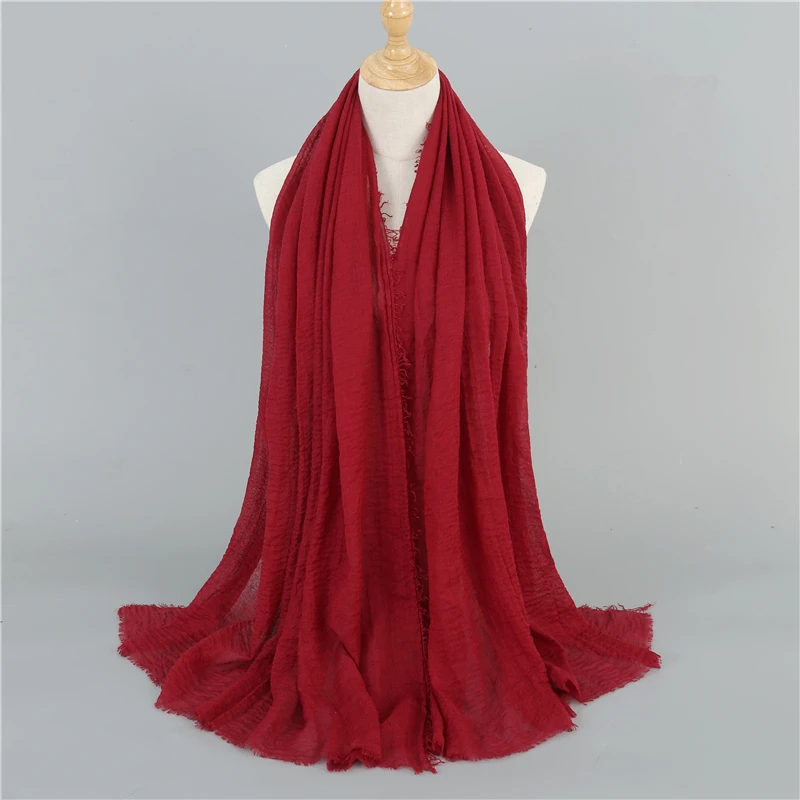 Женский шарф из муслина Foulard мягкий хлопковый однотонный теплая шаль для зимы и