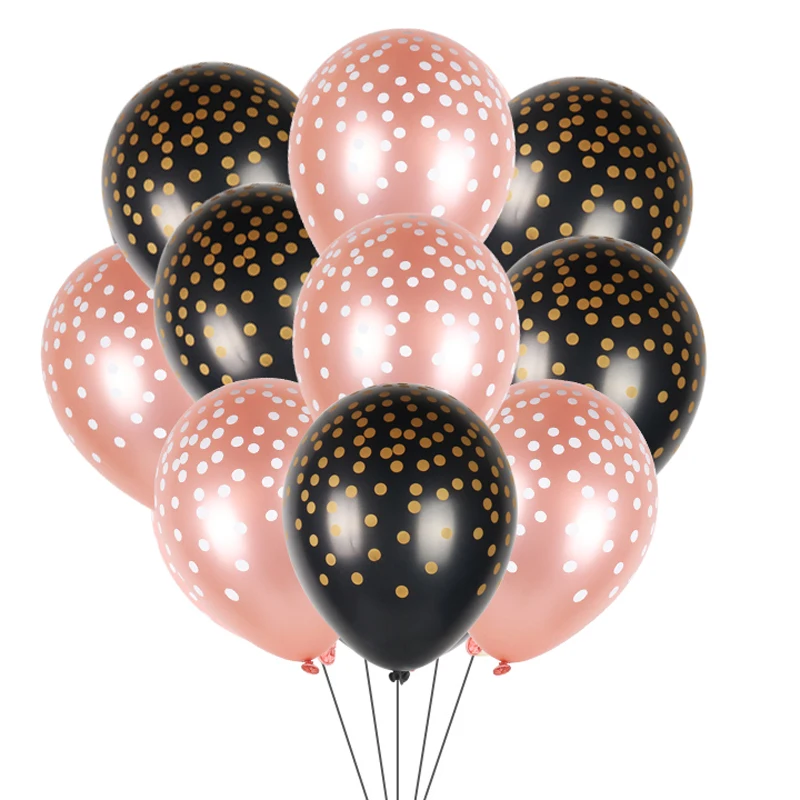 

10pcs rose gold black dot latex balloons for home party decoration wedding decor balloon baby shower air ballon party supplies