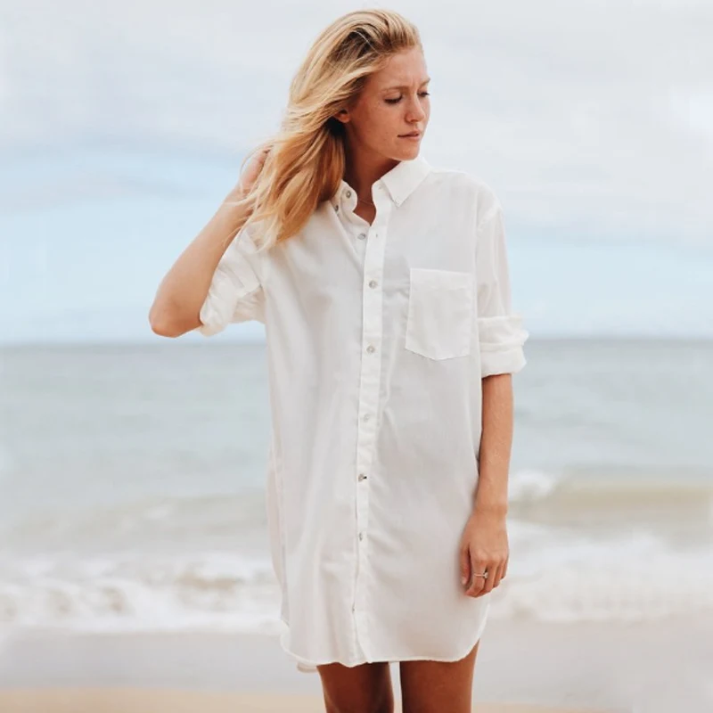 

Women Cover-Ups Slim summer thin Smock Sunscreen Beach dress Solid color Loose long Cover-Ups Woman ZS026