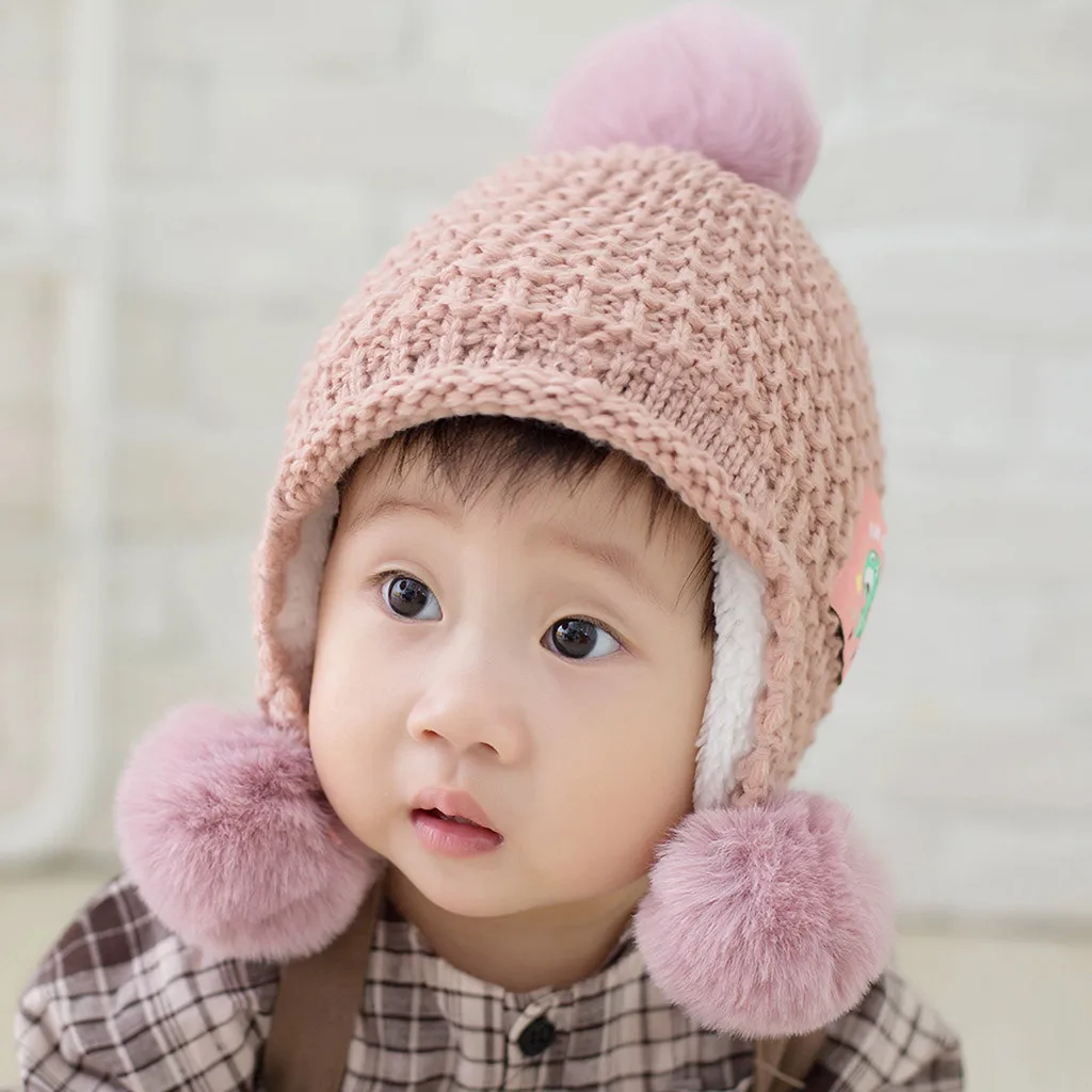 Детские зимние шапки с ушками для девочек и мальчиков, Детские теплые шапки, детская шляпа, вязаная Милая шапка для мальчиков и девочек с рисунком, милые шапки, 1 предмет
