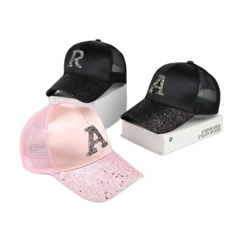 

Doitbest Parent-child Children Hip Hop Baseball Cap Sequins Summer Kids Sun Hat A D R letters mesh boy girl Snapback mesh Caps