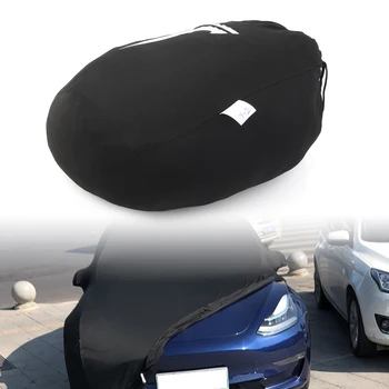 

Black Car Dust Cover Rain Sun Cover Resistant Windproof Adjustable Durable Outdoor Protection For Tesla Model X S 3
