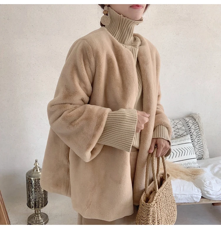 Winter New Elegant women faux fur coat streetwear Autumn warm Faux Mink Fur Coat Female party overcoat