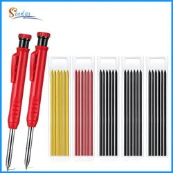 Ensemble de crayons mécaniques pour charpentier, couleur solide, avec affûteur, marqueur de trou profond, brosse de dessin, outils de marquage de crayons pour le travail du bois 