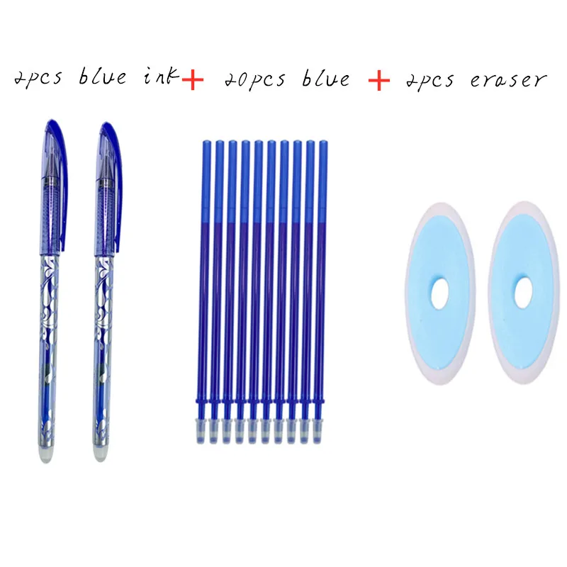 

24 PCS Erasable Pen Set 0.5mm Blue Black Color Ink Writing Gel Pens Washable handle for School Office Stationery Supplies