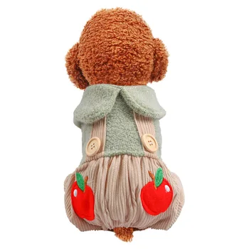 

Dog Clothes Winter Woolen Cloth Warm Apple Print Four-legged Puppy Jumpsuit Dogs Coat Jacket Cotton Ropa Perro XS-XL Dog Dress