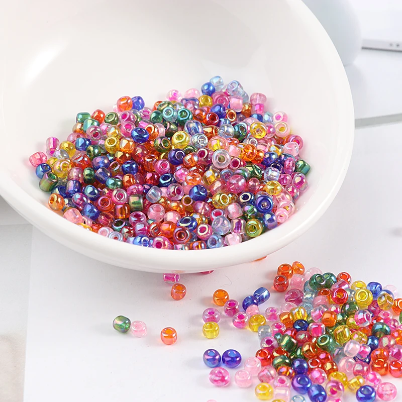600Pcs/Lot 2mm Brilliant Transparent Seed Beads DIY 11/0 Glass Bugle Seedbeads For Craft Jewelry Garment Sewing Accessories
