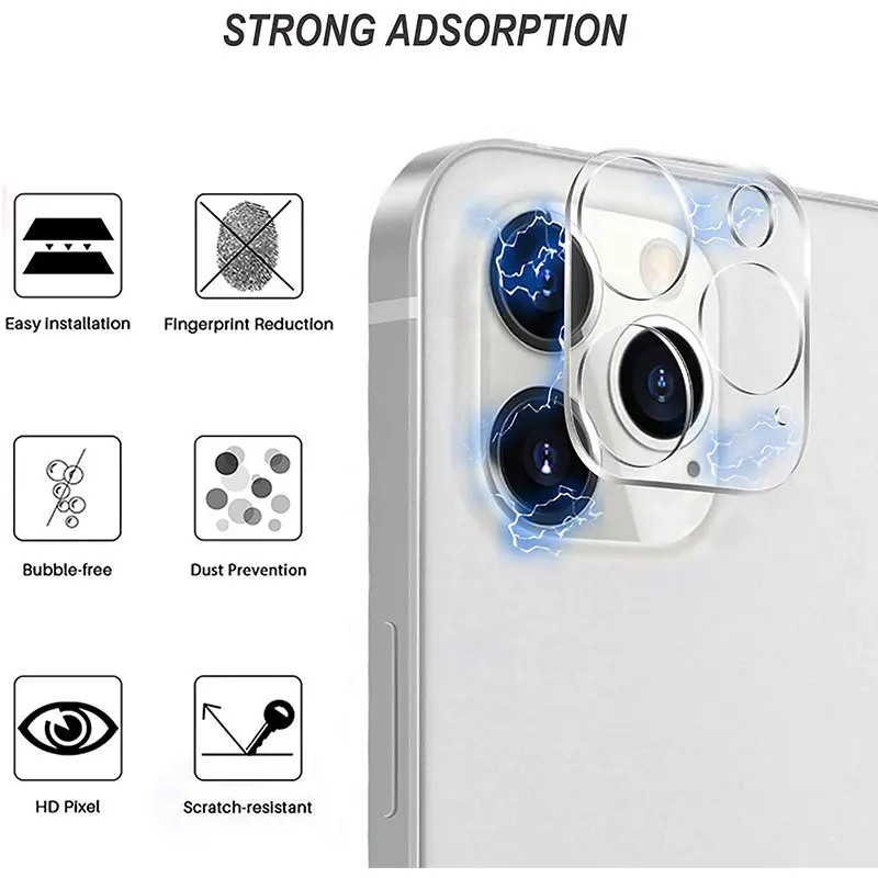 3Pcs Full Cover Camera Lens Protector on For iPhone 12 13 Pro Max Mini Tempered Glass For iPhone 11 Pro Max XR Camera Protector 3
