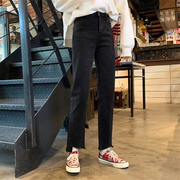 

2020 High Waist Wide Leg Vintage Denim Pants Summer Black Boyfriend Jeans For Women Casual Ankle Length Jeans Pantalon Femme